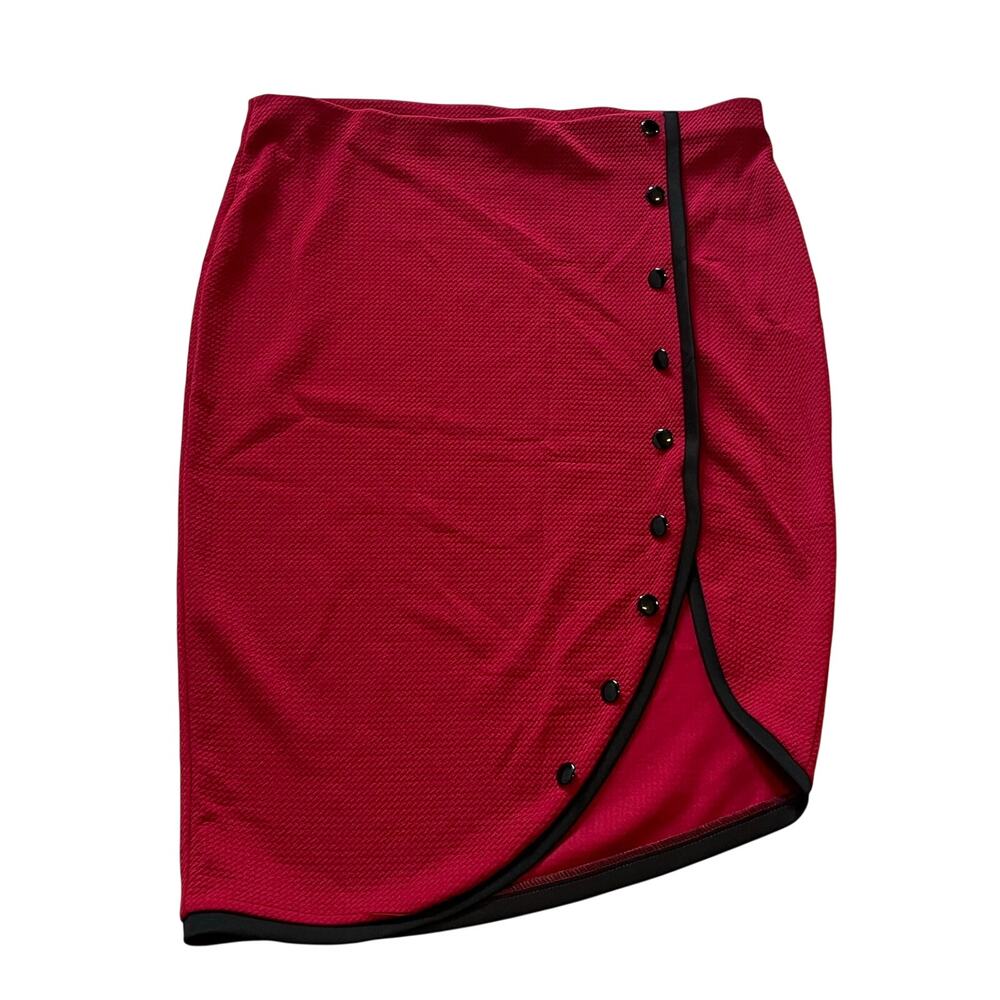 Contenta asymmetrical pencil skirt red XL stretchy Canadian rockabilly office